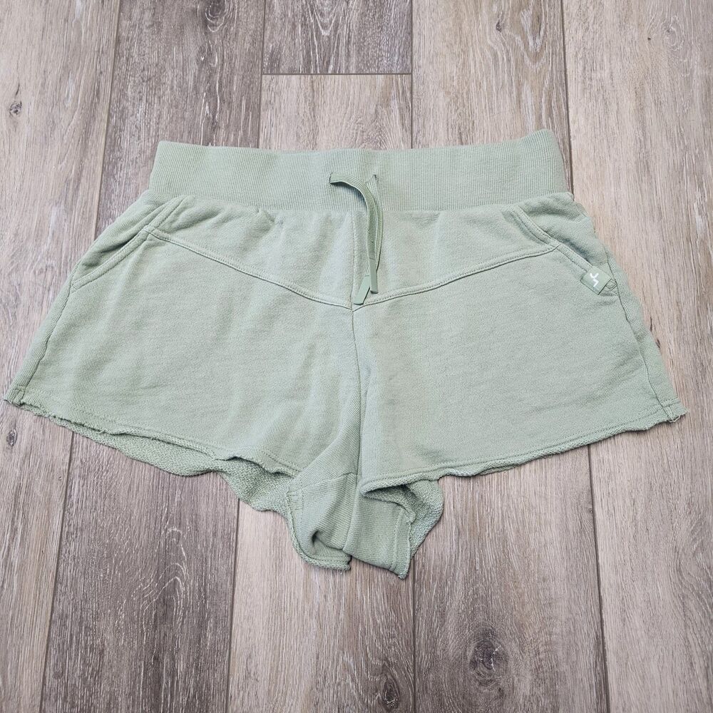 Joylab Sweat Shorts Raw Hem Green Drawstring Women's Medium Athleisure Athletic